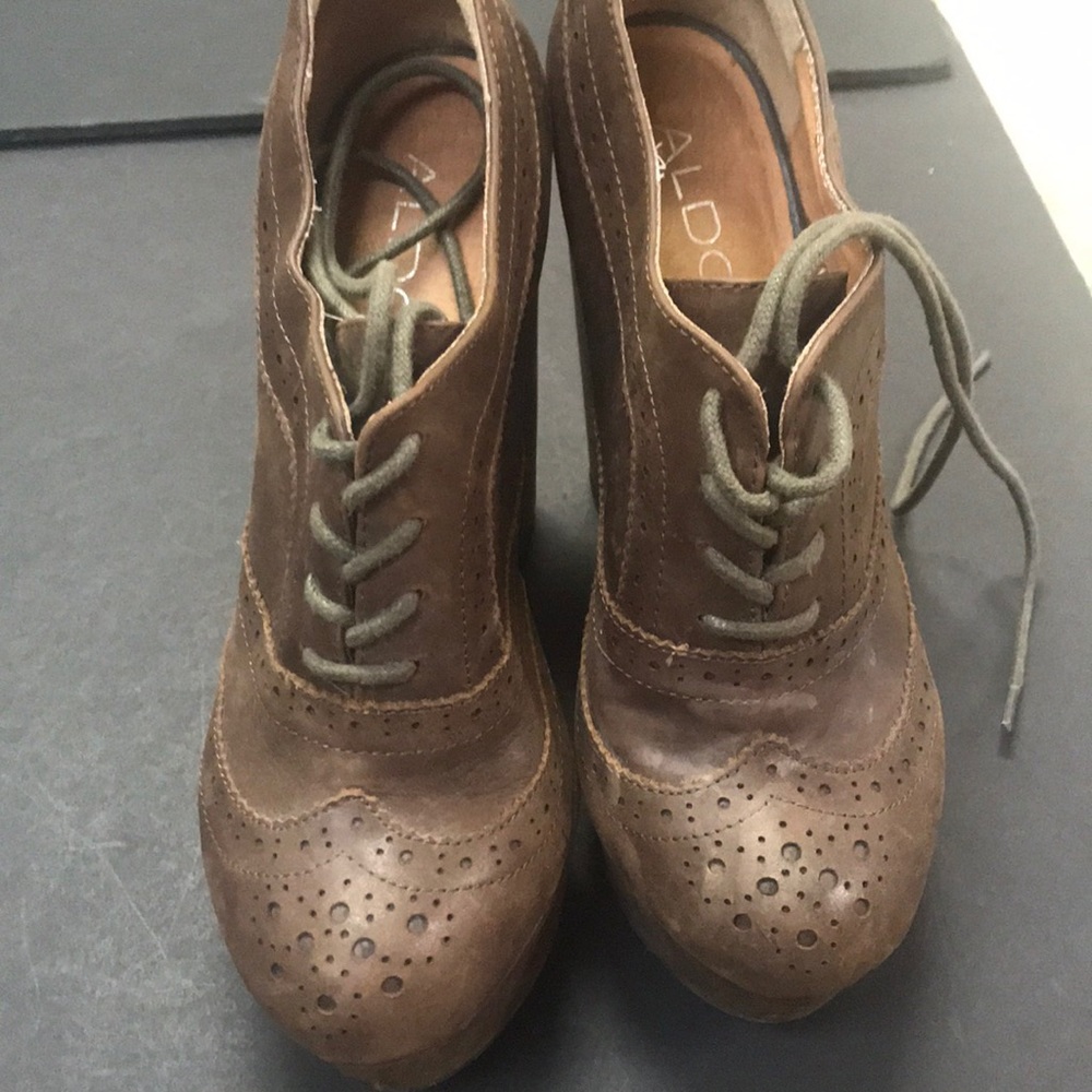 Leather wedges almost 5 inches